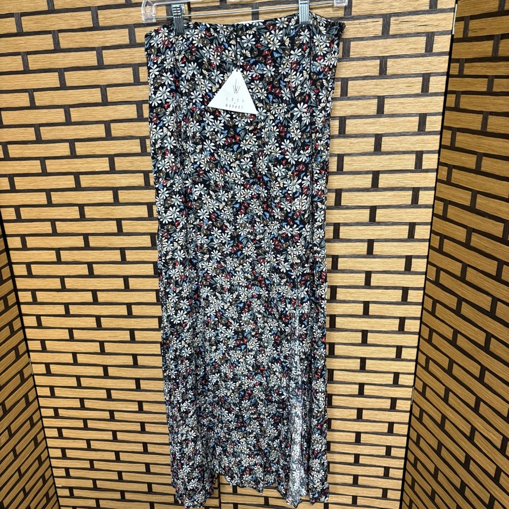 Lost + Wander Black Floral Maxi Skirt Size Medium